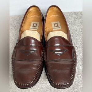 Magnanni Leather Stitched Cognac Loafers Shoes Size 10 M Men’s B759